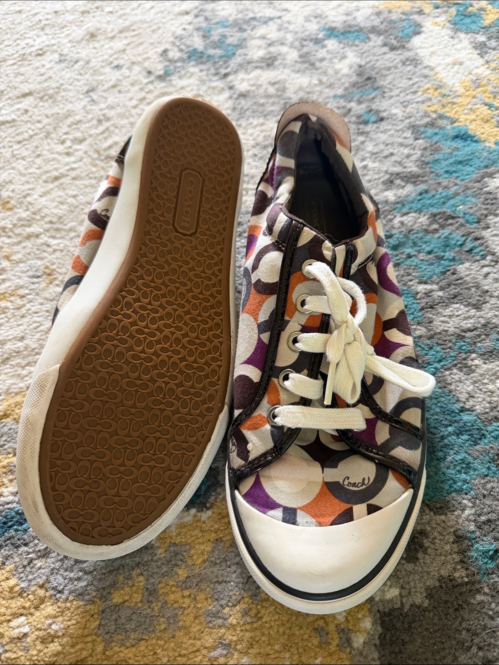 Coach Multicolor Circular-Print Low-Top Sneakers